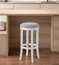 30&quot; Gray And Antiqued White Solid Wood Swivel Backless Bar Height Bar Chair - $274.35 CAD