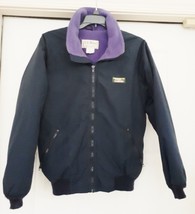 VTG L.L. Bean Full Zip Jacket Logo Flannel Lined Warm-Up Blue Purple Wom... - £39.46 GBP