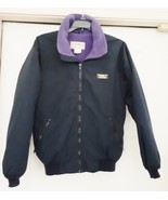 VTG L.L. Bean Full Zip Jacket Logo Flannel Lined Warm-Up Blue Purple Wom... - £39.34 GBP