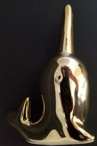 Ceramic Gold Metallic Mirror Finish Narwhal Tusk Ring Holders 4”H x 2.5”... - $2.96