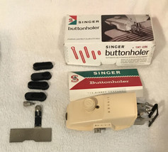 Vtg 1950 Singer 489500 Or 489510 Buttonholer + 6 Attachments Box Manual ... - $29.39