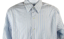 Brooks Brother men&#39;s 16-33 blue white striped dress shirt long sleeve button up - £11.70 GBP