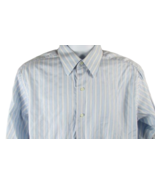 Brooks Brother men&#39;s 16-33 blue white striped dress shirt long sleeve bu... - £12.26 GBP