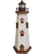 Wood Lighthouse Decor with Light Decorative Beach Lighthouse Rustic Ocea... - £46.21 GBP