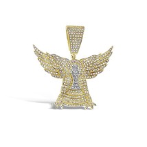 10kt Yellow Gold Diamond Wings Pendant Mens Charm 0.82 Cttw - £955.34 GBP