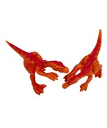 Lot of 2 Dueling Orange Velociraptor Plastic PVC Toy Dinosaur Figs 5&quot; x ... - £5.38 GBP