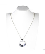 Silver Tone Necklace With Trendy Circular Pendant - $40.99 CAD