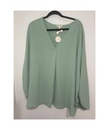 Solid Blouse Long Bubble Sleeves V neck Plus Size by Oddi Size 3XL NWT - $25.49