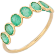 18K Yellow Gold Emerald Half Eternity Band - £239.08 GBP