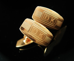 Personalized DK cufflinks Wedding jewelry Victorian gold filled initial signet a - $195.00