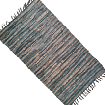 Leather Hearth Rug for fireplace, fire-resistant mat, BLACK BROWN STRIPES - £236.56 GBP