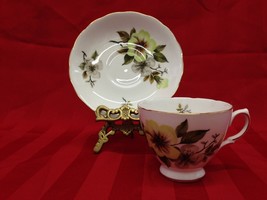 Royal Vale Vintage Pat No.8227 Pear Blossoms Fine Bone China Tea Cup And Saucer - £11.54 GBP