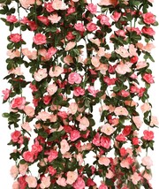 5pcs 41Ft Flower Garland Fake Rose Vine Artificial Flowers Hanging Rose ... - £33.51 GBP