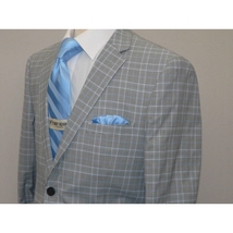 Men's US Polo Sport coat 8911j Black white Hounds-tooth with blue Plaid 42 Long image 4