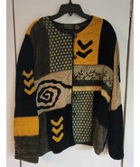 Womens XL Julia Kim Patchwork Embroidered Button Up Cardigan Sweater Jacket - €24,64 EUR