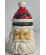 Vintage Santa Hinged Hat Trinket Box Holiday Christmas Gift Jewelry - £7.70 GBP