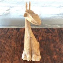 Vintage Hand Carved Wooden MCM Giraffe Figurine 5.5&quot; Tall - £23.32 GBP