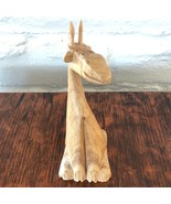 Vintage Hand Carved Wooden MCM Giraffe Figurine 5.5&quot; Tall - £23.52 GBP