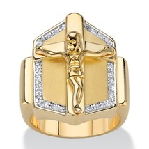 Mens 14K Gold Cross Crucifix Cz Gp Ring Size 8 9 10 11 12 13 - £79.67 GBP