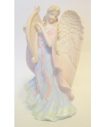 Porcelain Heavenly Angel Figurine Playing A Harp - £27.51 GBP