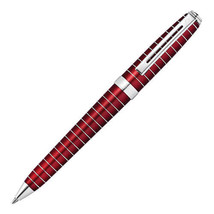 Cross Prelude Ballpoint Pen with Engraved Lines - Red Lacquer - £62.94 GBP