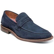 25550-415 Stacy Adams Marlowe Algonquin Moc Toe Penny Slip On Navy Suede image 2