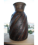 1900&#39;s Indian Antique Wooden Hand Craved Decorative Reclaimed Pot Vase R... - £126.32 GBP