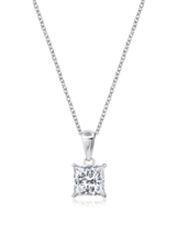 Authentic Crislu Princess Cut Solitaire Platinum Silver Pendant - £73.42 GBP