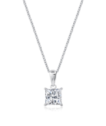 Authentic Crislu Princess Cut Solitaire Platinum Silver Pendant - £72.39 GBP