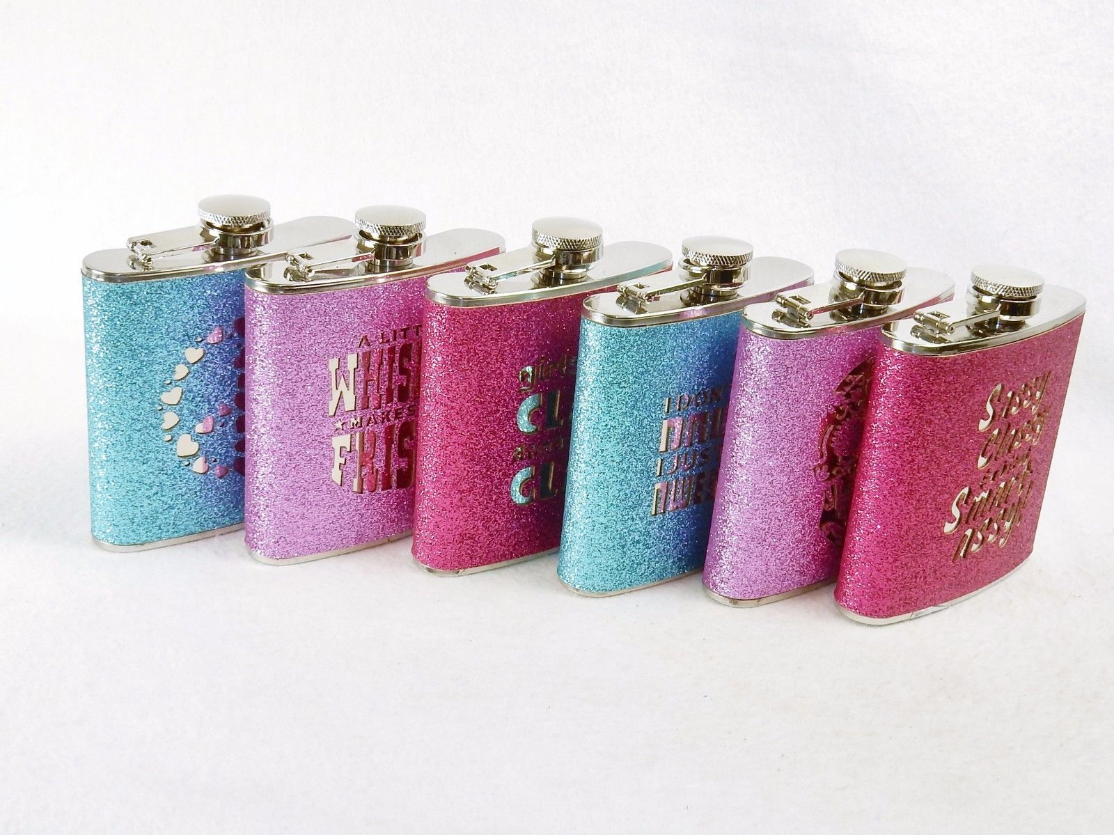 Party Girls&#39; Glitter Flask w/Decorative Text Novelty Sayings ~ Assortmen... - $8.95