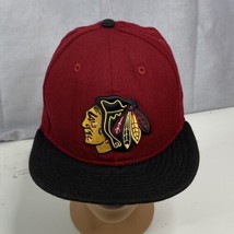 Chicago Blackhawks Red New Era 59FIFTY 100% Wool Fitted NHL Hat Cap Size... - $21.29