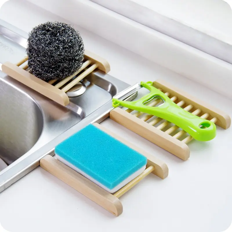 House Home House Home Bathroom Soap Bamboo Stand Soap Dish Shower Case Natural W - £19.98 GBP