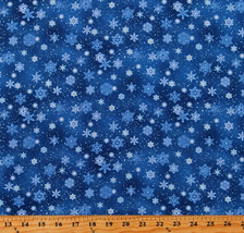 Cotton Snowflakes Snow Winter Blue Landscape Medley Fabric Print by Yard D585.38 - £25.97 GBP