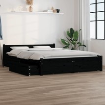 Bed Frame with Drawers Black 150x200 cm King Size - £185.13 GBP