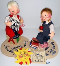 Annalee Doll Society School Kids 1991 &amp; 1992 Vintage Dolls  Logo Kids Boy &amp; Girl - £24.74 GBP