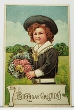 Birthday Lovely Boy with Flowers 1910 South Williamsport Pa Postcard I20 - £11.69 GBP