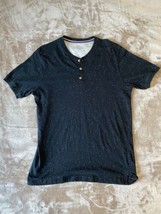 Weatherproof 3 Button Henley shirt Mens Large Black Short Sleeve - $12.19