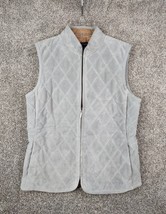 Ann Taylor Vest Womens XS Gray Suede Quilted Leather Lined Full Zip Pockets - £11.66 GBP