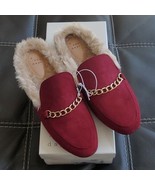 A New Day Rebe Burgundy Red Mule Flats Shoes Faux Leather and Fur Size 1... - £21.70 GBP