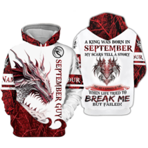 Personalized Dragon September King My Scars Tell A Story Hoodie 3D Printed - £29.26 GBP+