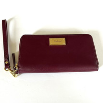 TR Wine Saffiano Leather Zip Clutch Wallet w/ Strap  Engraved Kaleigh - £15.80 GBP