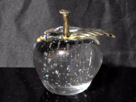Vintage 3” Murano Style Silvestri Mouth Blown Crystal Glass Apple Paperw... - $292.52 MXN