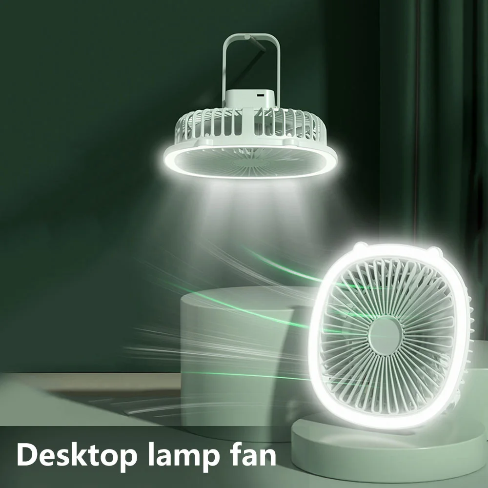 Outdoor Camping Fan USB Charging Ceiling Fan Light 180° Rotation Desktop Fan - £14.36 GBP