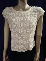 VTG 60s Doreen Loh Hand Beaded Cocktail Top 38 Sleeveless Shell Silk Pearls Lace - £19.27 GBP