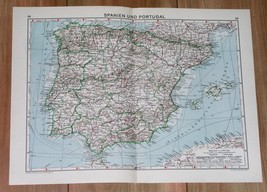 1932 Original Vintage Map Of Spain / Portugal - £13.66 GBP