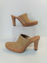 Franco Sarto Womens 9M Suede Leather Heeled Slide Mule in Camel - £31.92 GBP