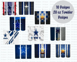 NFL Football Team Cowboys 10 Skinny Straight &amp; Tapered Tumbler Designs Bundle - £1.86 GBP