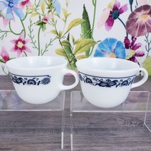 2 Pyrex Old Town Blue Onion Coffee Tea Cups Mugs Rounded  Corning Corelle - £6.05 GBP