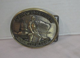 NRA Life Member “The Right To Keep And Bear Arms” Solid Brass Belt Buckl... - £15.64 GBP