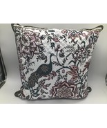 VERA BRADLEY Accent PILLOW Cover Quilted Peacock 22 X 22” White Rose Flo... - $16.83